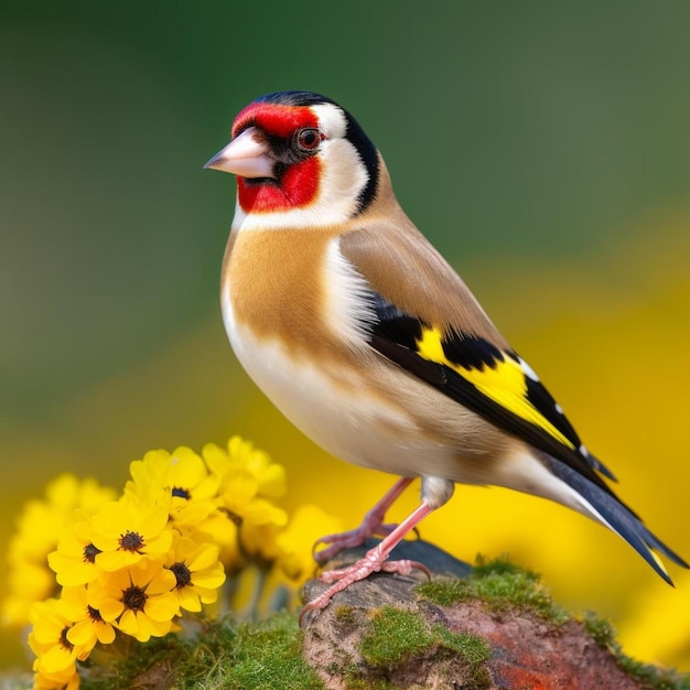 Colorful male of european goldfinch