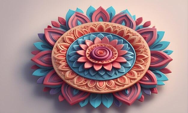 Photo colorful mandala cute 3d art digital wall art design background graphic artwork generated by ai