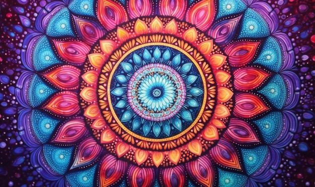 Colorful Mandala Vibrant Background Created using generative AI tools