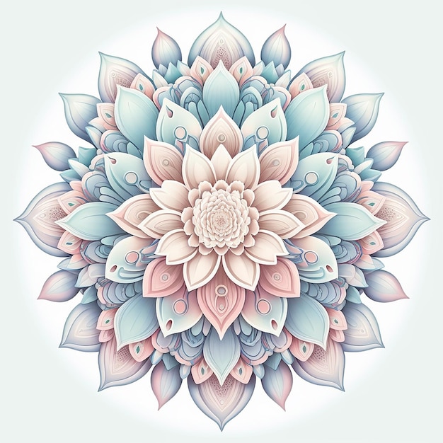 A colorful mandala with a floral pattern.