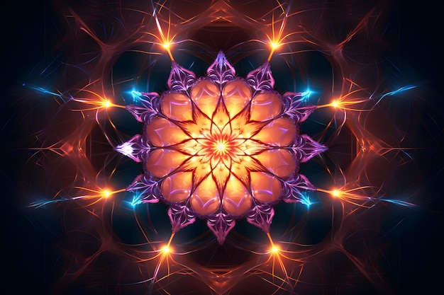 A colorful mandala with a pattern of light and colors.