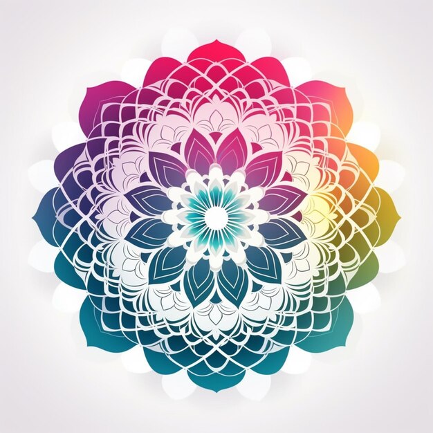 A colorful mandala with a rainbow pattern.