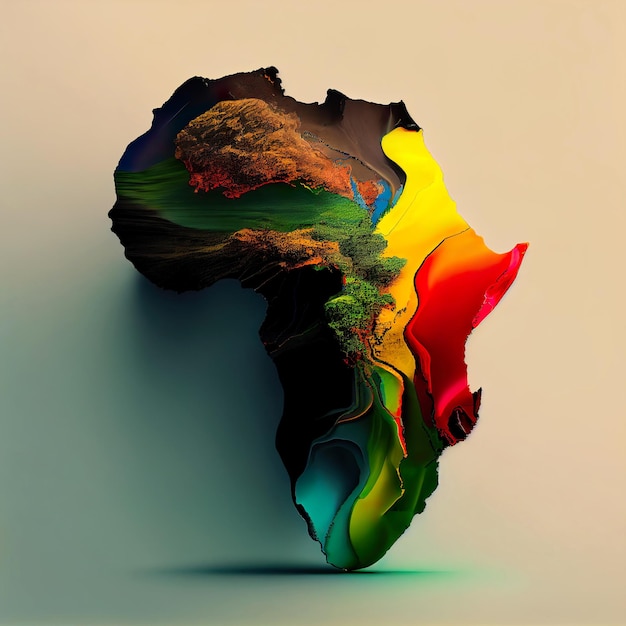 A colorful map of africa with a hole in the middle.