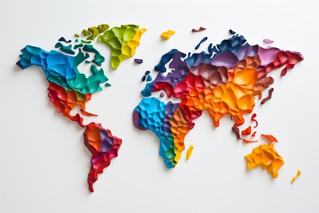 colorful map world atlas on white background