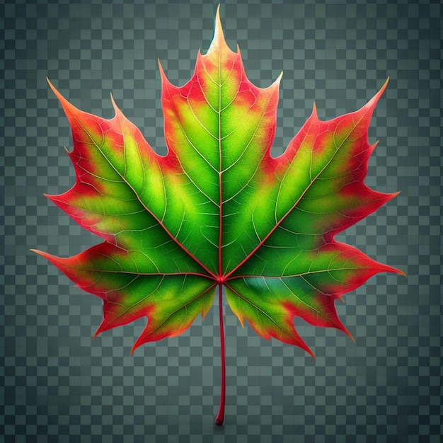 a colorful maple leaf with the green and red colors of the maple leaf