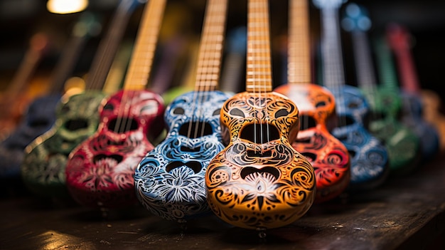 Colorful Maracas And Guitars Displayed At A Wallpaper