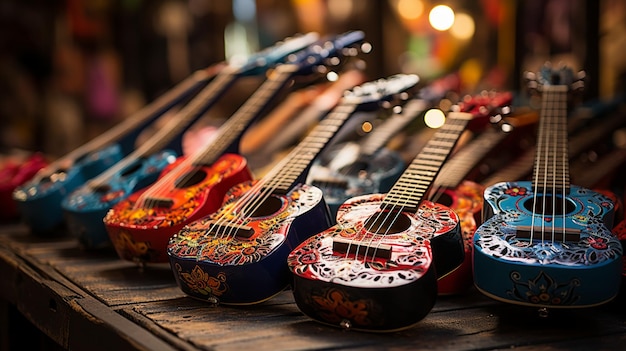 Colorful Maracas And Guitars Displayed At A Wallpaper