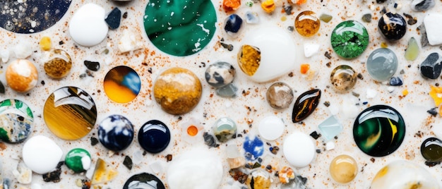 写真 colorful marbles and stones closeup