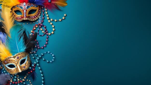 Красочные перья из бусин Марди Гра и карнавальная маска