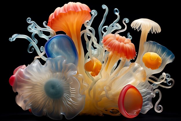 Photo colorful marine lifeforms