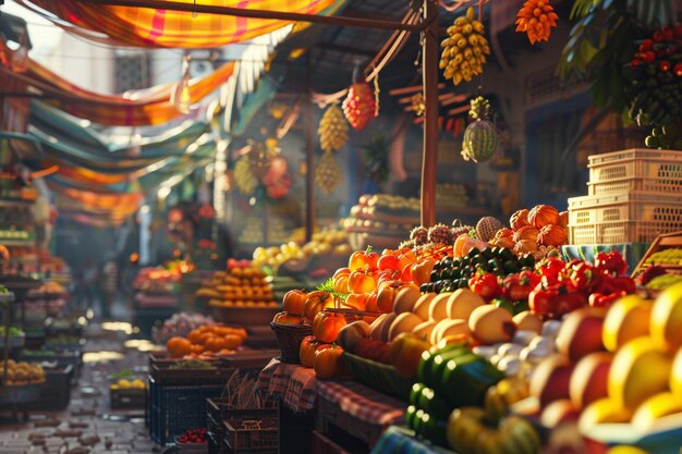 A colorful market bustling with life