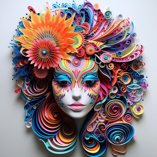 a colorful mask with flowers