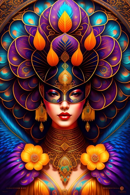 Colorful masked woman