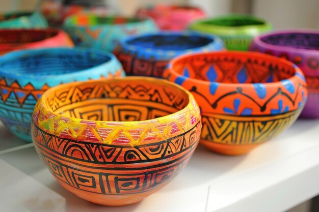 Photo colorful mayan bowls for sale