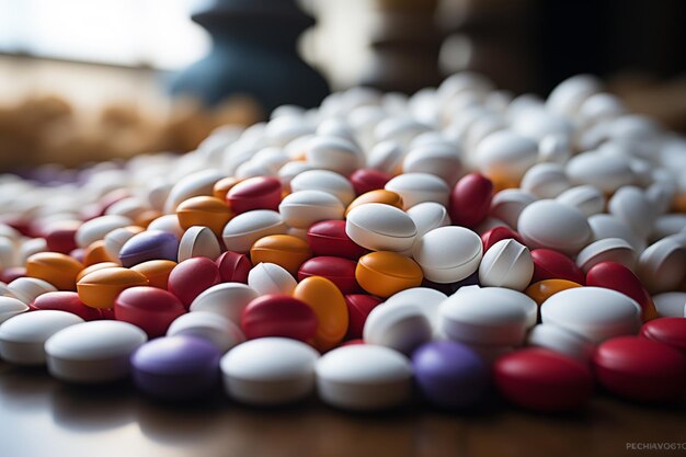 colorful medicines pile of pills