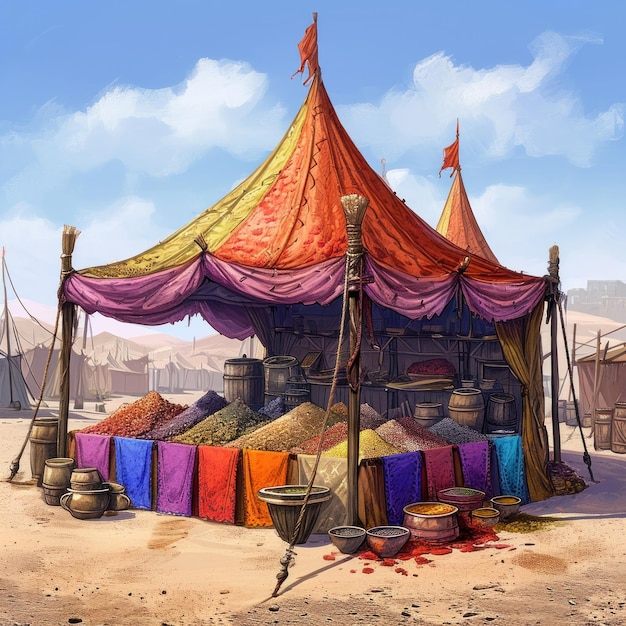 다채로운 상인 텐트