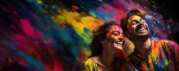 Colorful Mess Happy couple playfully covered in paint