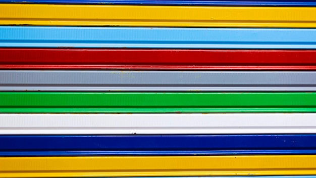 Colorful metal door front view closeup