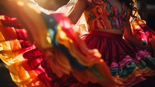 Foto abito messicano colorato con balli tradizionali di celebrazione del movimento