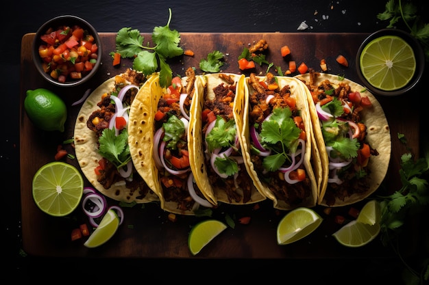 Colorful Mexican food tacos Generate Ai