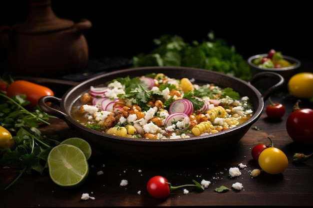 Colorful Mexican Pozole Blanco Soup