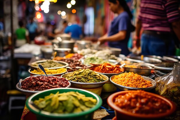 Premium AI Image | Colorful Mexican Street Food Market