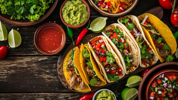 Colorful Mexican Taco Spread with Fresh Ingredients