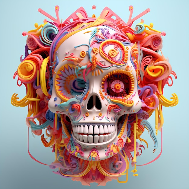 Красочный мексиканский череп день мертвых