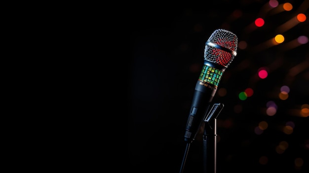 Colorful microphone with black background