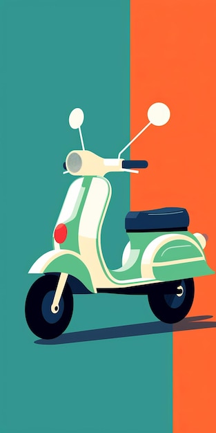 Foto scooter colorato in stile midcentury con un design aerodinamico