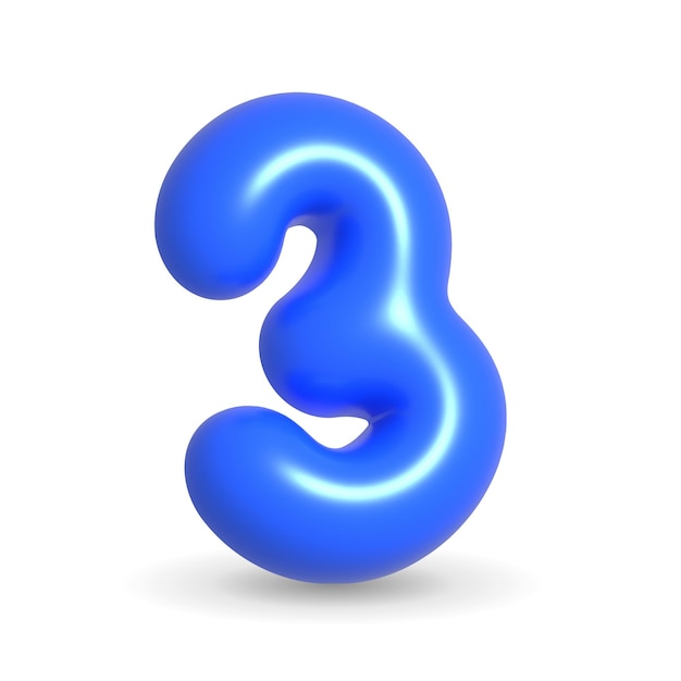 Фото Красочный полуночный синий воздушный шар цифра три 3d реалистичная иллюстрация дизайна для событий