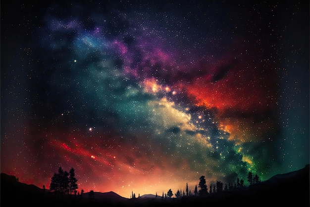 Colorful Milky Way with star and sky Made by AIArtificial intelligence