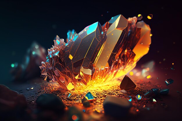 Colorful mineral isolated on dark background Ai generated