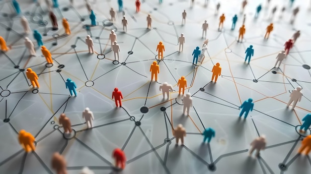 Colorful Miniaturecore Model Network of Connected Toy People