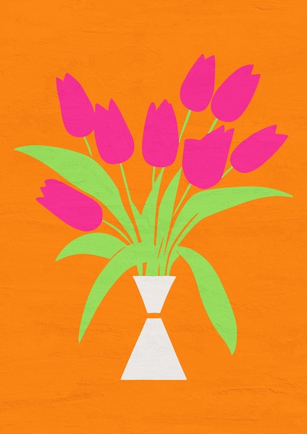 다채로운 미니멀 컷 아웃 꽃 식물 예술