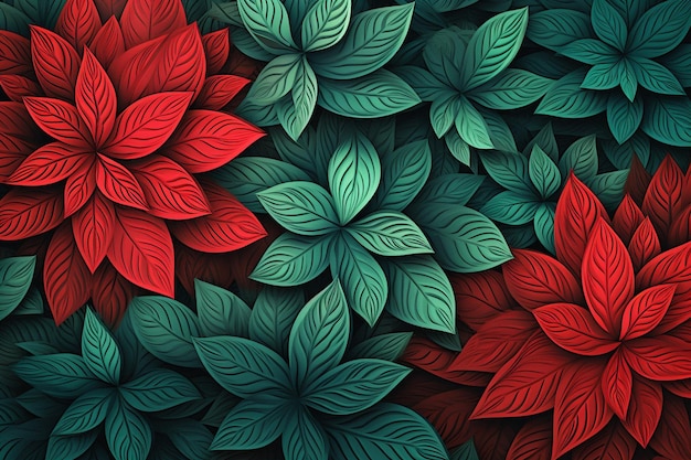 Colorful mix of red and green petals