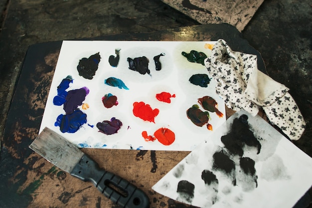 Colorful mixed oil paint smears