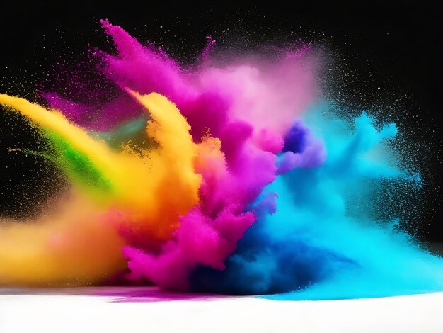 Colorful mixed rainbow_powder explosion isolated Ai generated