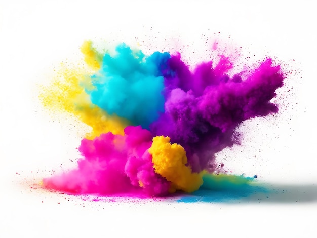 Colorful mixed rainbow_powder explosion isolated Ai generated