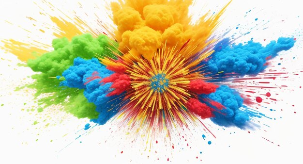 Photo colorful mixed rainbow powder explosion isolated on white background