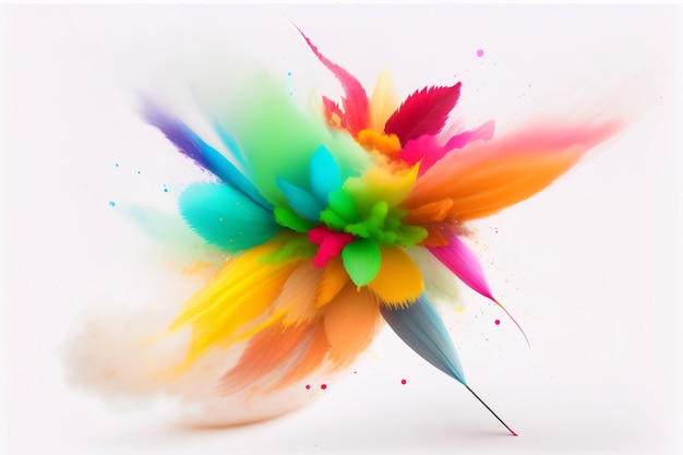 Colorful mixed rainbow powder explosion on White Background
