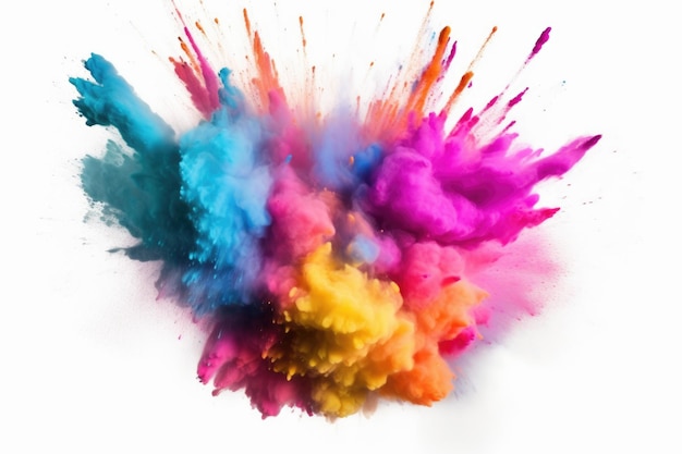 Colorful mixed rainbow powder Isolated white background