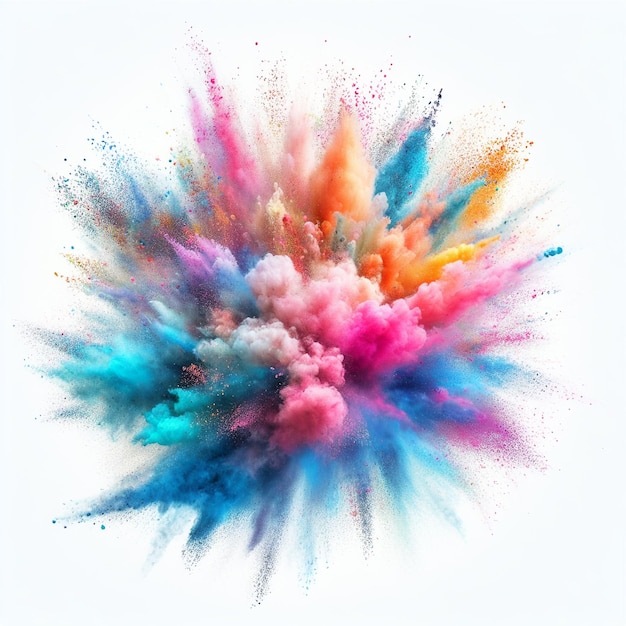 Photo a colorful mixed rainbow powder isolated on white background