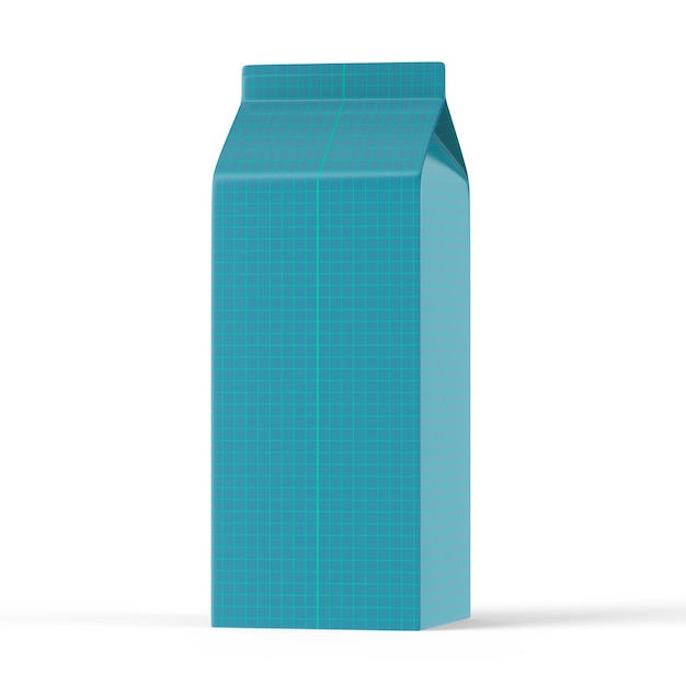 写真 シンプルな背景にミルク用の青い容器のカラフルなモックアップ。シンプルな青いミルク容器