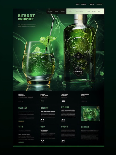 Photo colorful modern absinthe with a bold green and black palette modern a creative concept ideas design
