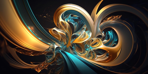 Colorful modern abstract texture in 3d Gold and blue Wallpaper