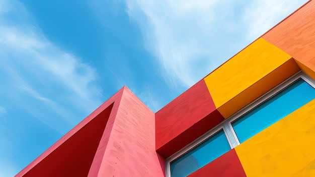 Colorful modern architecture against blue sky