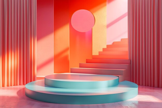 Красочный современный минималистский подиум и сцена для демонстрации продуктов с геометрическими формами