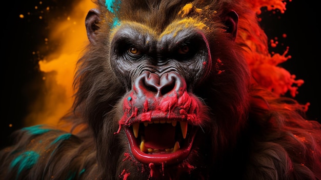 colorful monkey HD 8K wallpaper Stock Photographic Image