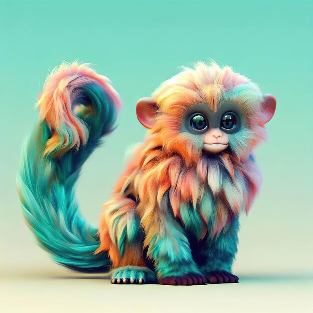 A colorful monkey with a tail that says'monkey'on it